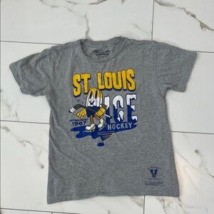 Grey St. Louis Ice Hockey Graphic Tee with Yellow & Blue